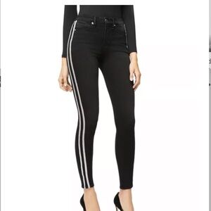 Good American Good Legs Athletic Stripe Jeans in Black Size 6/28